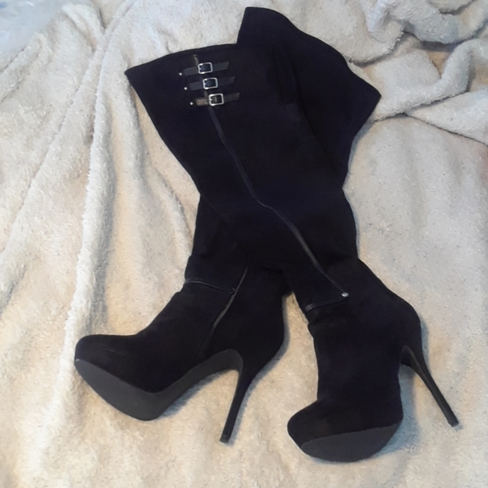 Vegan Leather Thigh high stilleto boots